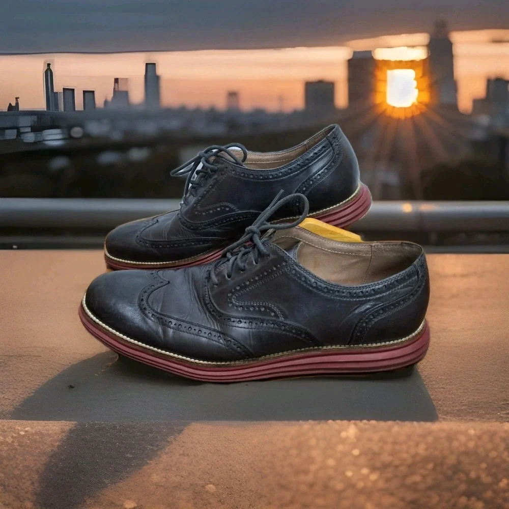 Cole Haan Grand Os Original Wingtip Oxford Shoes Sz 13 Charcoal Gray